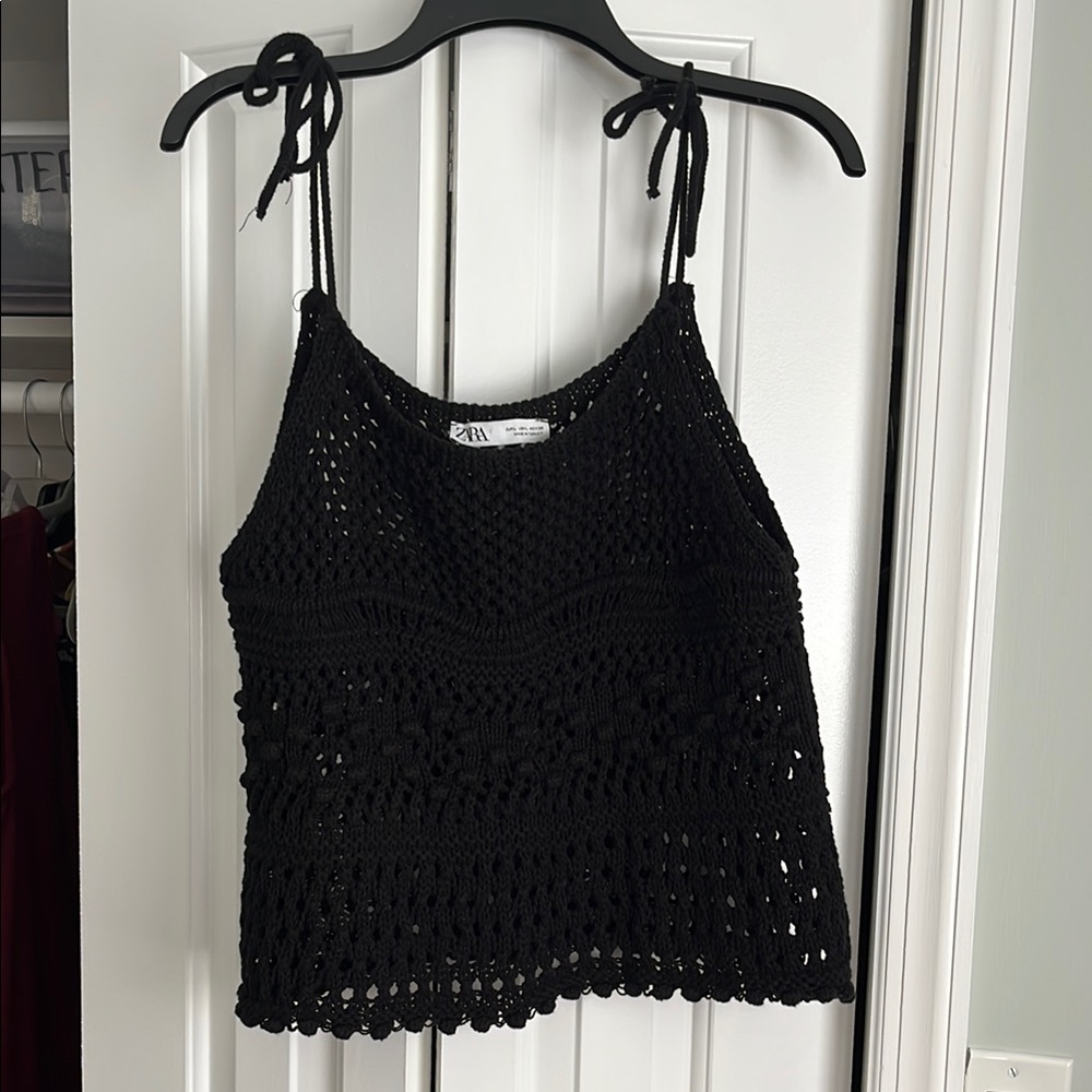 Worn once Zara Black Crochet Women Top